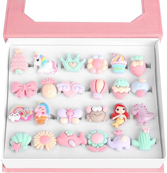 GRACIOUS MART 24 Pcs Little Girl Jewel Rings Set, Adjustable Rings For 3 To 12 Years Old Girls, Girl Pretend Play and Dress Up Rings (2) (B0D8KR33VW) Amazon Price History, Amazon Price Tracker