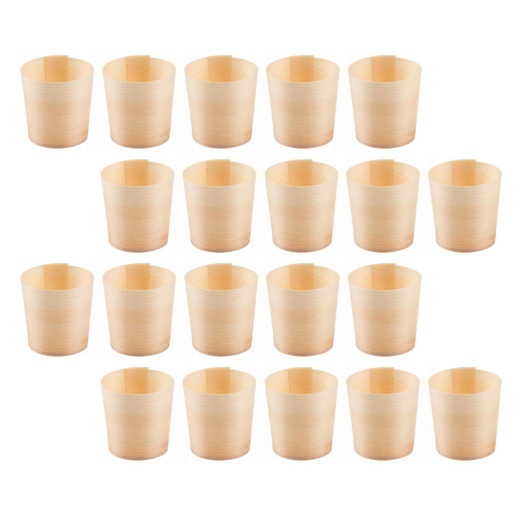 20pcs 4. 5CM Disposable Wooden Cups Wood Mugs Drinks Cups Dessert Serving Cups Wedding Party Tablewares Set