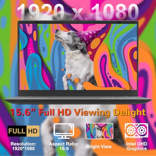 Image of 2025 Laptop Computer 15 15.6 inch FHD 1920 X 1080 Display for College Students Business, 8GB DDR4 RAM 256GB SSD, Dual-Core Intel Celeron, USB 3.2, Numeric Keypad, Windows 11 Pro, Slim Portable, Gray