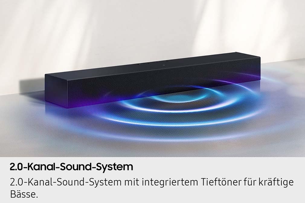 Samsung HW-B410GF B-Series 2.0-Kanal-Soundbar für Fernseher, TV-Lautsprecher mit integriertem Subwoofer, One Remote Control, Game Mode, Bluetooth, Surround Sound Expansion (SSE)
