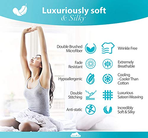 Dreamcare Queen Sheet Set - Cooling Bed Sheets - 4Pcs Set - Queen Sheets - Sheets For Queen Size Bed - Queen Size Sheets Soft & Long Lasting 100% Fine Brushed Polyester With Side Pocket - Black #TOP4