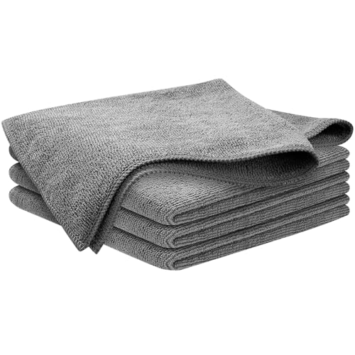 Image of AllExtreme 425 GSM Microfiber Cloth Reusable Lint & Streak-Free Extra Free Super Absorbent Double Sided Plush Towel for Car Bike Detail Cleaning Kitchen Window Wash Drying (40 X 40cm, 4Pc, Grey)