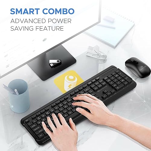 Image of Amkette Wi-Key NXT Combo with Slim Design | Anti Fade UV Coated Keys | 800-1200-1600DPI |12 Multimedia Keys | Battery /Caps /Num Lock Indicator | Silent Keystrokes (Black)