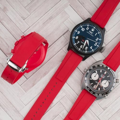Image of StrapHabit Quick Release Deployant Rubber Watch Strap For Large and Small Wrists - Women and Men - Band FKM Deployment 19mm, 20mm, 21mm, 22mm