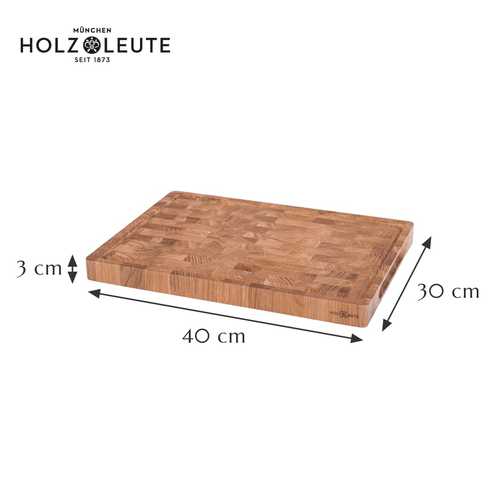 Stirnholz Schneidebrett Eiche Holz 40 x 30 x 3 cm | Holz-Leute