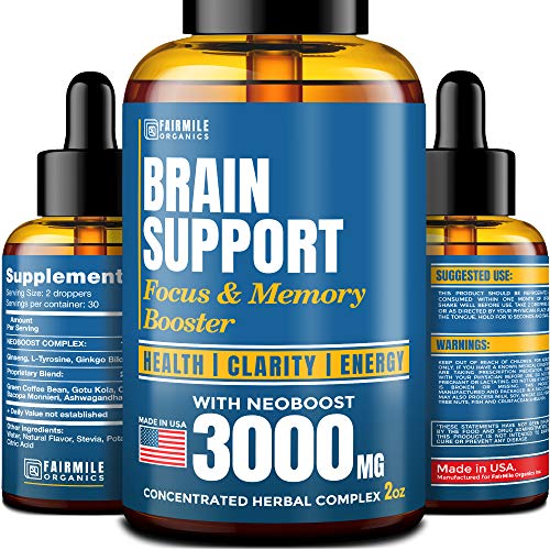 Brain Supplement for Focus, Energy, Memory & Clarity - Made in USA - Natural Nootropic Brain Booster with Ginkgo Biloba, Ginseng & L-Tyrosine - Neuro Formula for Learning, Mood Boost & Mental Health