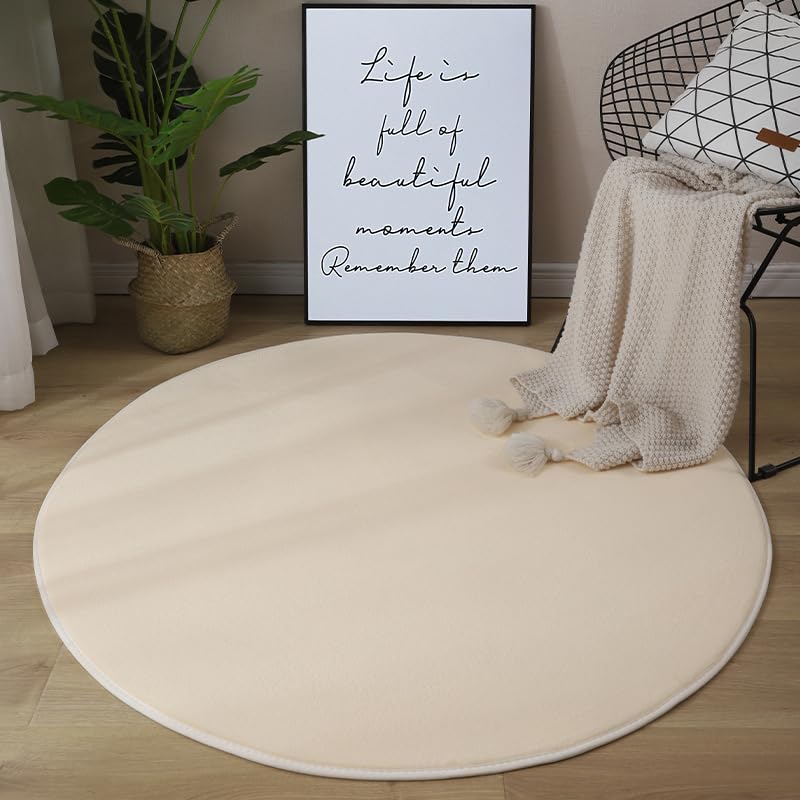Tapis chambre enfant moderne rond beige 100cm doux tapis de couloir SK Studio