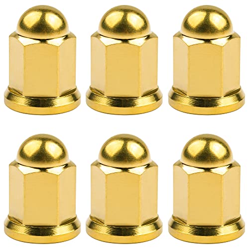 Image of Titanium M6 M8 M10 Dome Head Acorn Nuts for Bicycle Motorcycle Exhaust Pipe Car Pack of 6 (M6, Gold)