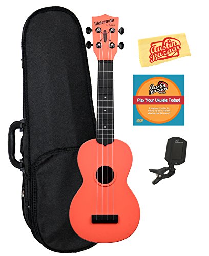Kala Ka-sw Waterman ukulélés Bundle w/Hard Case Rouge tomate - Les Beatles, Paul McCartney, John Lennon, RIngo Starr, George Harrison Kala Ka-sw Waterman ukulélés Bundle w/Hard Case Rouge tomate