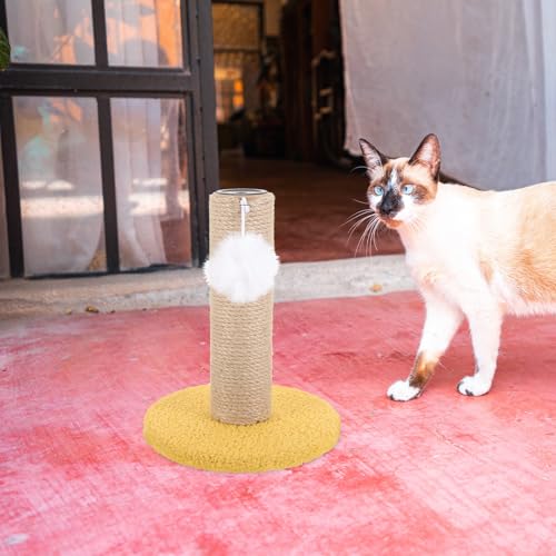 Rascador vertical para gatos con cuerda de sisal amarilla miniatura 6