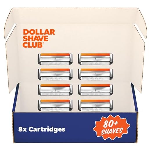 Dollar Shave Club | 4-Blade Club Razor Refill Cartridges, 8 Count | Precision Cut Stainless Steel Blades, Great For Longer Hair and Hard to Shave Spots, Optimally Spaced For Easy Rinsing, Silver/Blue