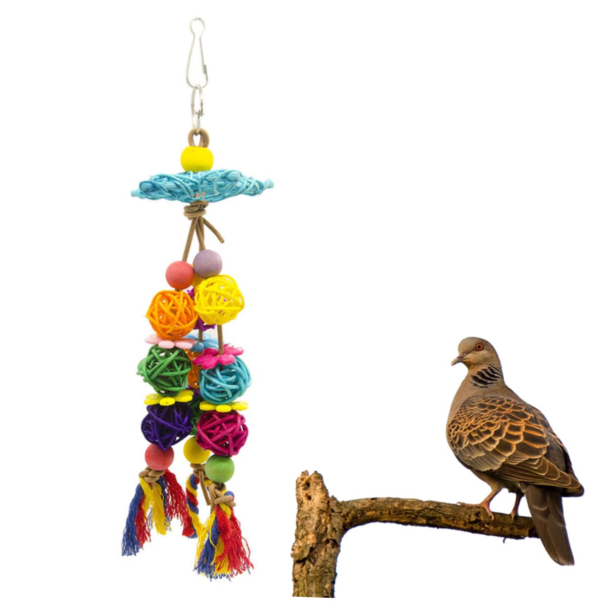Happyyami 6piezas Juguete Colgante para Pájaros De Columpio De Rattan Bola para Periquitos Agapornis y Cacatúas para Morder y Jugar Material Seguro y Duradero