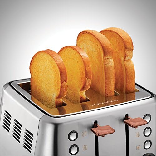 Morphy Richards 240116 Evoke 4 Slice Toaster, 7 Variable Browning Settings, Removable Crumb Tray, Reheat/Frozen/Cancel Function, Wide Slots for Thicker Bread, Cord Storage, Brushed & Rose Gold