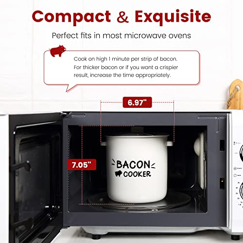 Soligt Ceramic Bacon Cooker For Microwave Oven - Splatter-Proof Design Microwave Bacon Cooker With Lid And Bonus Tongs - Easy Faster Bacon Maker For Yummy Crispy Bacon #TOP2