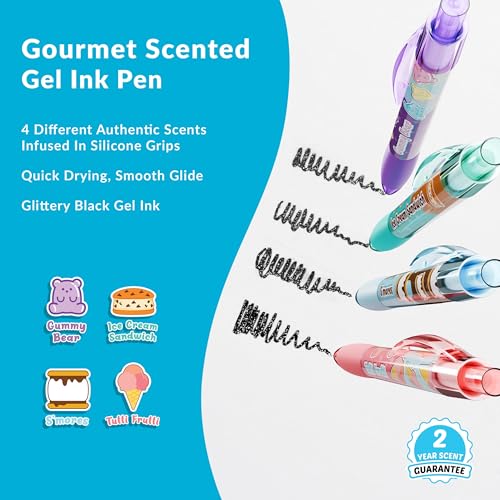 Set de 4 bolígrafos gel con purpurina y aroma dulce miniatura 2