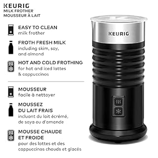 Keurig Milk Frother For Lattes And Cappuccinos, Features Hot And Cold Function, Black