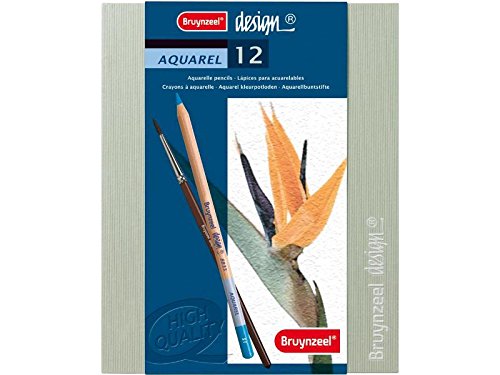 BruynzeelDesign Professional Watercolor Pencils Set of 12 + Brush | Water-Soluble Artists Pencils for Drawing, Coloring & Painting