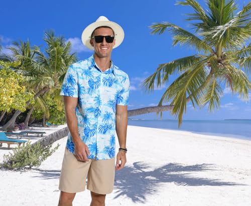 Aiyino Hawaiian Shirt for Men, Tropical Holiday Short Sleeve Casual Button Down Beach Shirts - Image 3