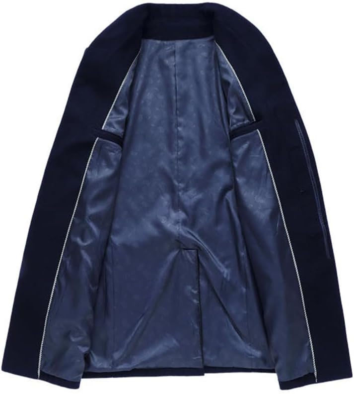 Lavnis Men's Trench Coat Long Wool Blend Overcoat Slim Fit Down Topcoat - Image 3