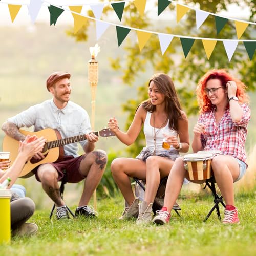 Image of Yellow Green White Pennant Banner Triangle Flag Bunting Garland for Wedding Birthday Baby Shower Graduation Golf Party Decoration