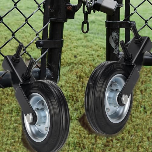 Auxdee 6' Heavy Duty Farm Gate Wheel - 500LB Solid Rubber Gate Helper Wheel for 1-5/8' Thru 2' Metal Tube/Swing Gate, Chain Link Fence, U-Bolt Install, 2 Pack