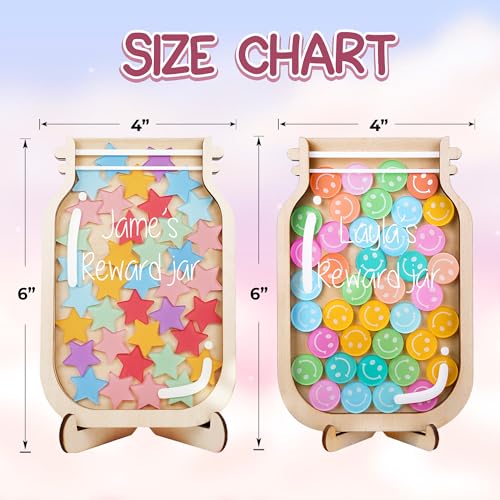 Image of 2 Pack Reward Jar for Kids Smiley Face Star Token Magnetic Teacher Classroom Board Potty Training Toddlers Home Incentive Good Behavior Management Tools Back to School for Boys Girls