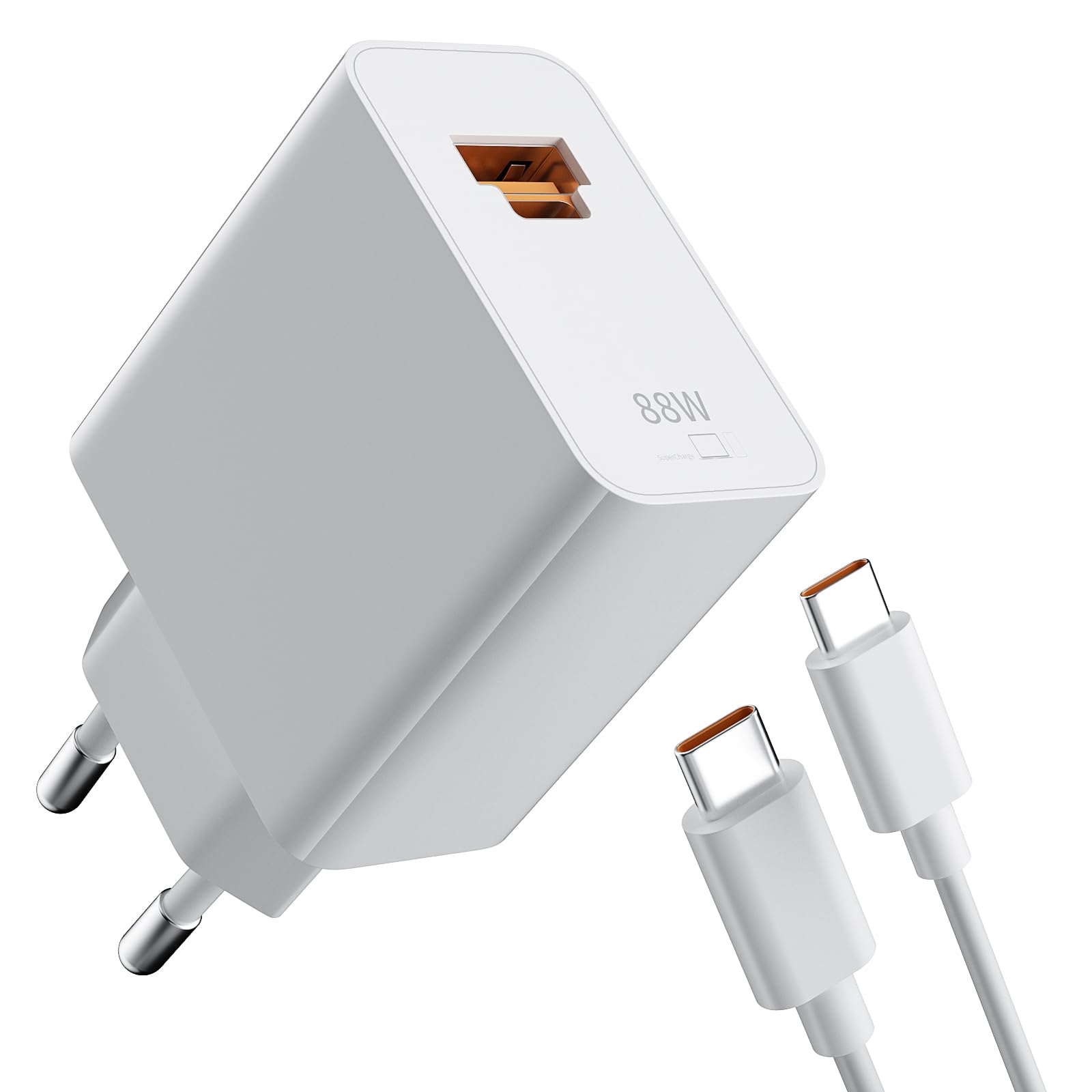 88W Caricabatterie per Super-Charge per HONOR Magic8Pro Magic7 Magic6 Lite Pro 200Lite, 2-Porte 88W PD Caricatore Rapido con 6A Cavo USB C 1M per HONOR 400 Lite Pro Smart 5G X9d 90