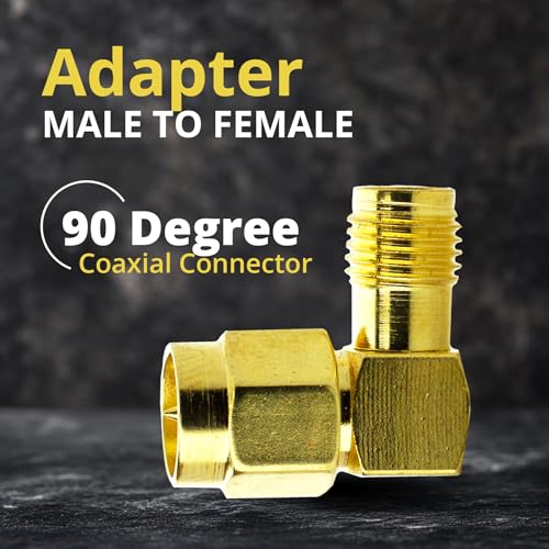 Conector coaxial en ángulo recto SMA macho a hembra 2 unidades miniatura 3