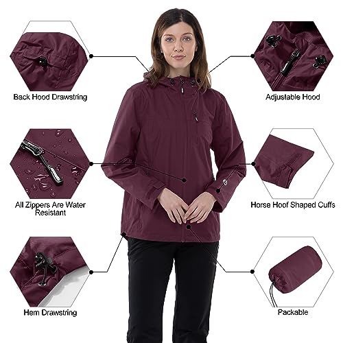 Image of Outdoor Ventures Packable Rain Jacket Women Waterproof Raincoat with Hood