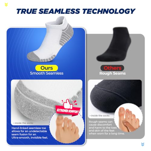 Image of TANSTC Athletic Running Ankle Socks,6Pairs Cushioned Low Cut Anti-Blister Tab Sports Sock Men Women
