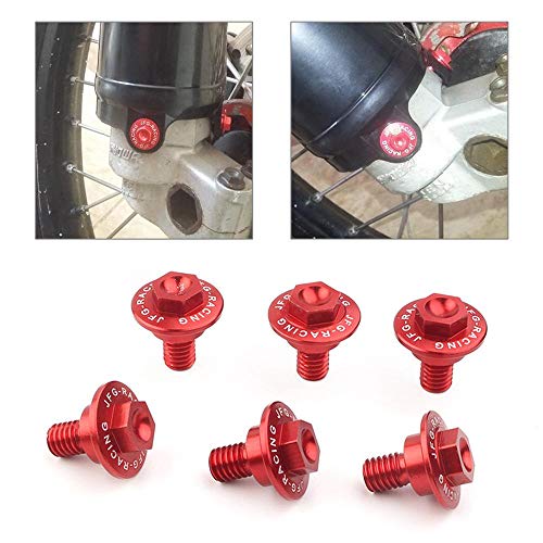 Three T 6Pcs Cnc Front Fork Guard Bolts Screw Motorcycle Accessories Fit For Honda Cr 125 250 1997-2007, Crf 250R 450R 2004-2019, Crf 250X 450X 2005-2018, Red #TOP1