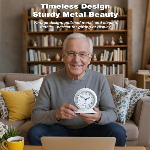 image for AYRELY® 4-inch Battery Operated Alarm Clock Silent Analog Desk Clocks