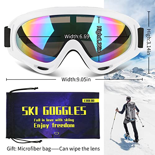 Image of COOLOO Ski Goggles, 2 Pack Snow Goggles Snowboard Goggles for Men Women Kids - UV Protection Foam Anti-Scratch Dustproof