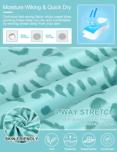 Koscacy Womens Golf Shirt, Sports Running Tank Top V-Neck Lightweight Casual Zipper Shirts Golf&Tennis Tops Outdoors Sports Colthes For Teens Green Leopard Medium #TOP4