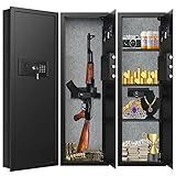 43.3" Tall Fireproof Wall Safes Between the Studs, Hidden Wall Safe With Combio Lock and Removable Shelf, Heavy Duty Wall Mount Safe for Firearms Money Guns Important Documents Valuables