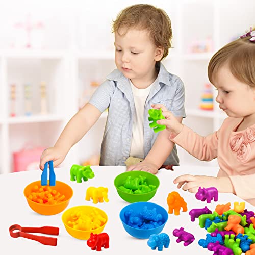 Easter Basket Stuffers Counting Animals Toys Matching Game With Sorting Bowls Preschool Learning Activities Montessori Math Counters Color Sorting Teaching Toy For Toddlers Kids Age 3+ Old Boys Girls #TOP6