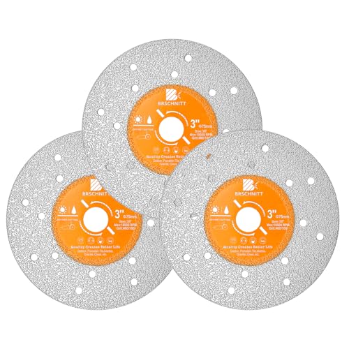Rock Slab Grinding Disc - 3 inch Glass Cutter Disc (3pcs), Granite Cutting Disc, Diamond Grinder Wheel for Rock Slab, Stone, Tile, Marble, Granite, Glass Diamond Cutting Discs