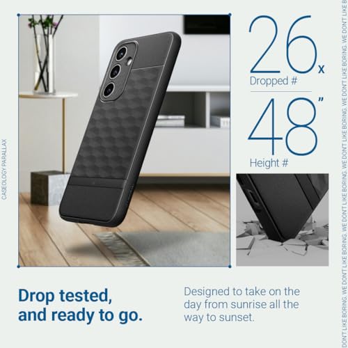 Image of CASEOLOGY by Spigen Parallax Back Cover Case Compatible with Samsung Galaxy S24 FE 5G [Ergonomic 3D Hexa Cube Designed] S24 FE Back Cover (TPU and PC | Matte Black)
