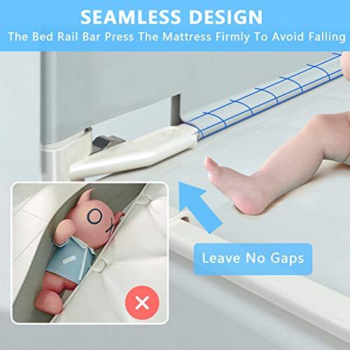Rdhome 59" Bed Rails For Toddlers Extra Tall Safety Baby Bed Guard, Vertical Lifting Bed Guardrail For Kids, Collapsible Double Lock Bedrail Fits Queen Size Bed (1 Side) #TOP5