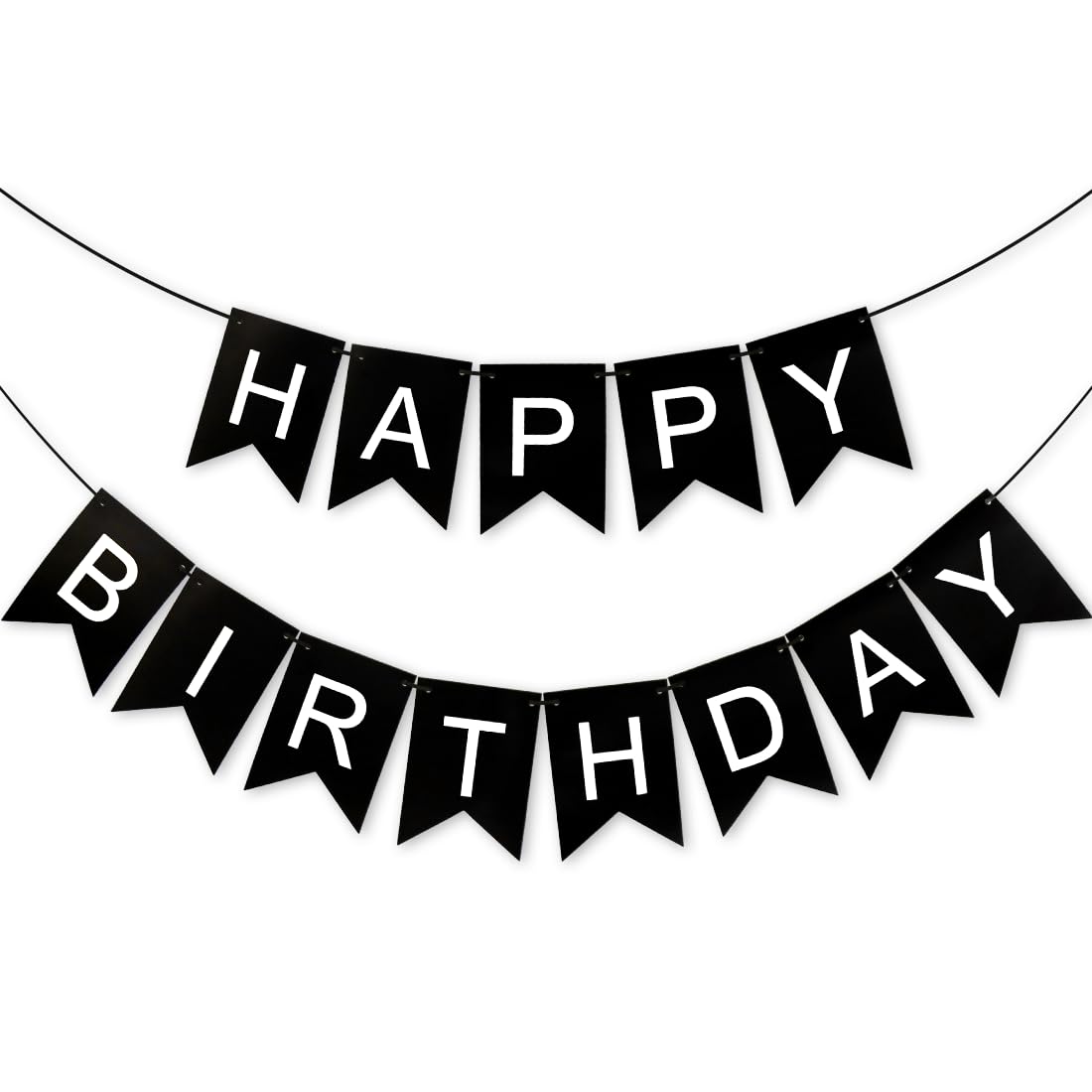 Guirlande Happy Birthday noire de 5 mètres