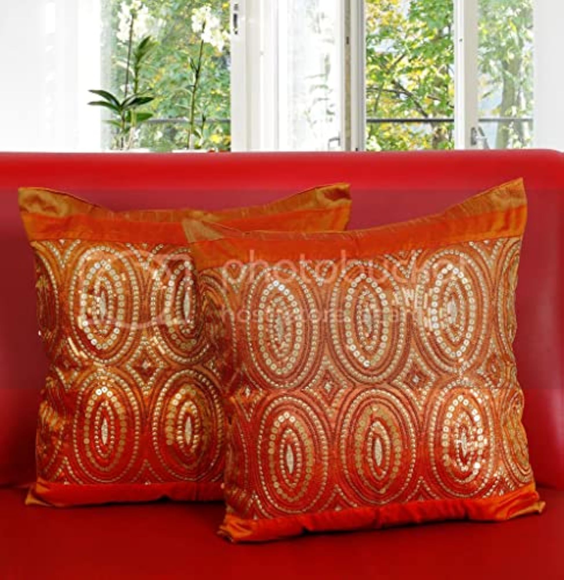 2 Piece Small Polyester Codify Beaded Sequence Cushion Cover Set