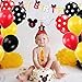 100 Pack Mouses Balloons, 12 Inch Latex Balloons Red Black Yellow Polka Dot Balloons Color Balloons Kit for Baby Birthday Baby Shower Mouses Theme Party Supplies