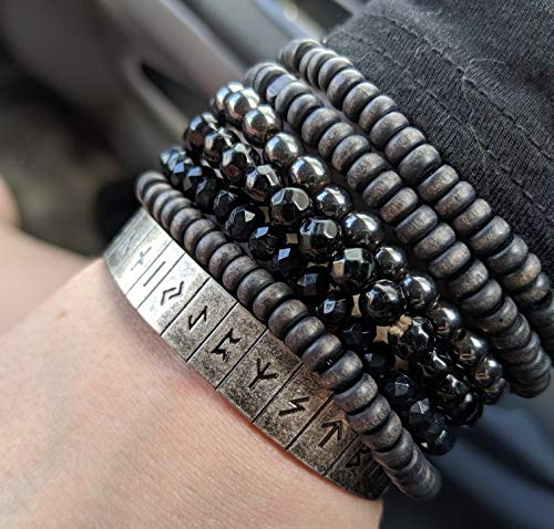 Pulseira Bracelete Masculino Escritas Viking Retrô Ragnar Thor Série Vikings em Aço Envelecido
