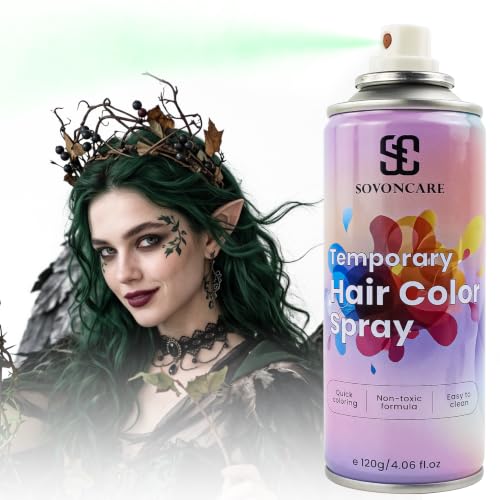 SOVONCARE Green Temporary Hair Color Spray for Kids & Adults, 4.06 oz