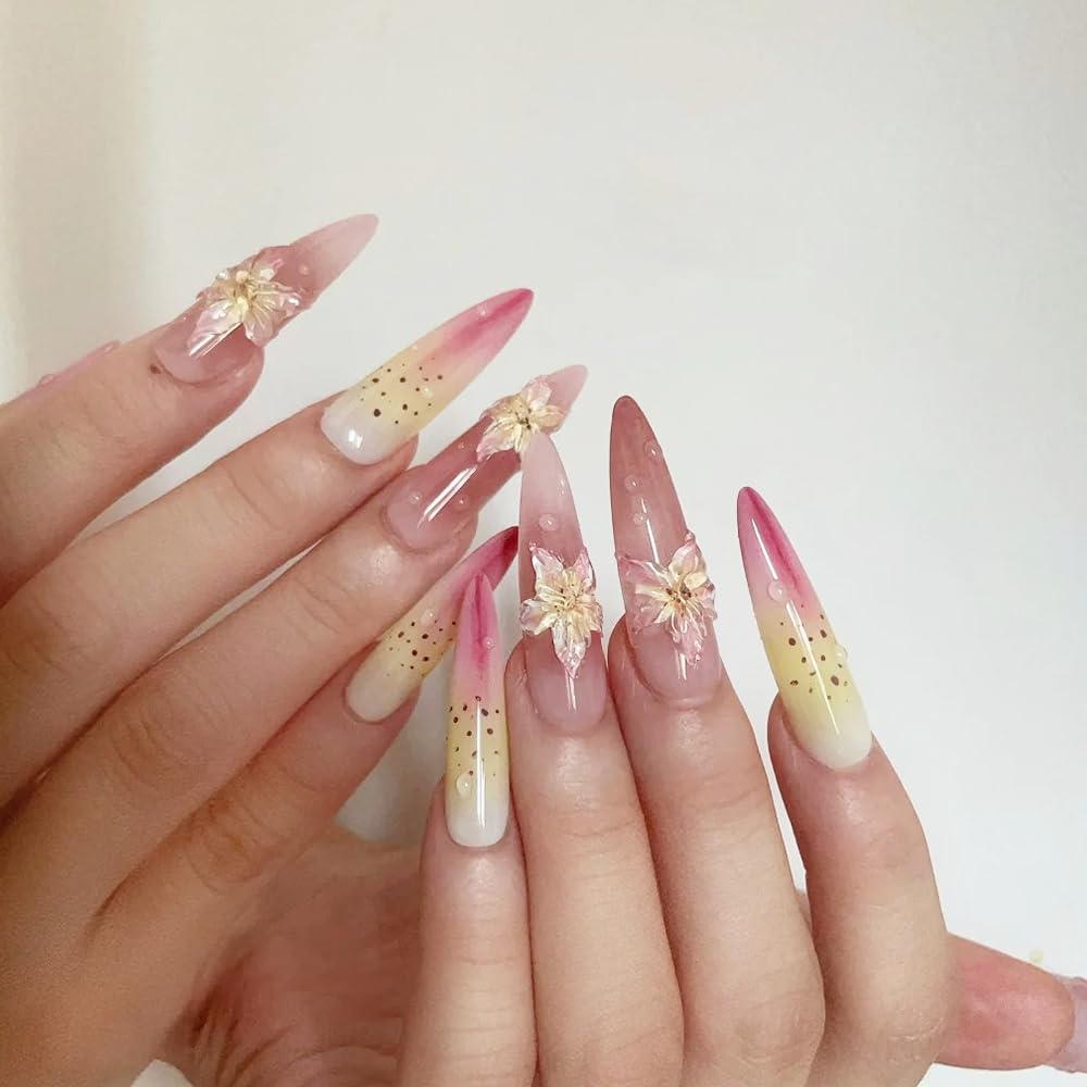 Tsangbaby 60 Pcs Nail Charms Nail Stuff 3D Hawaiian Flowers Nails Art Charms Accessories Decorations with Pick up Tweezers Summer Resin Charms for Women Girls Manicure Design DIY Crafts - Image 2