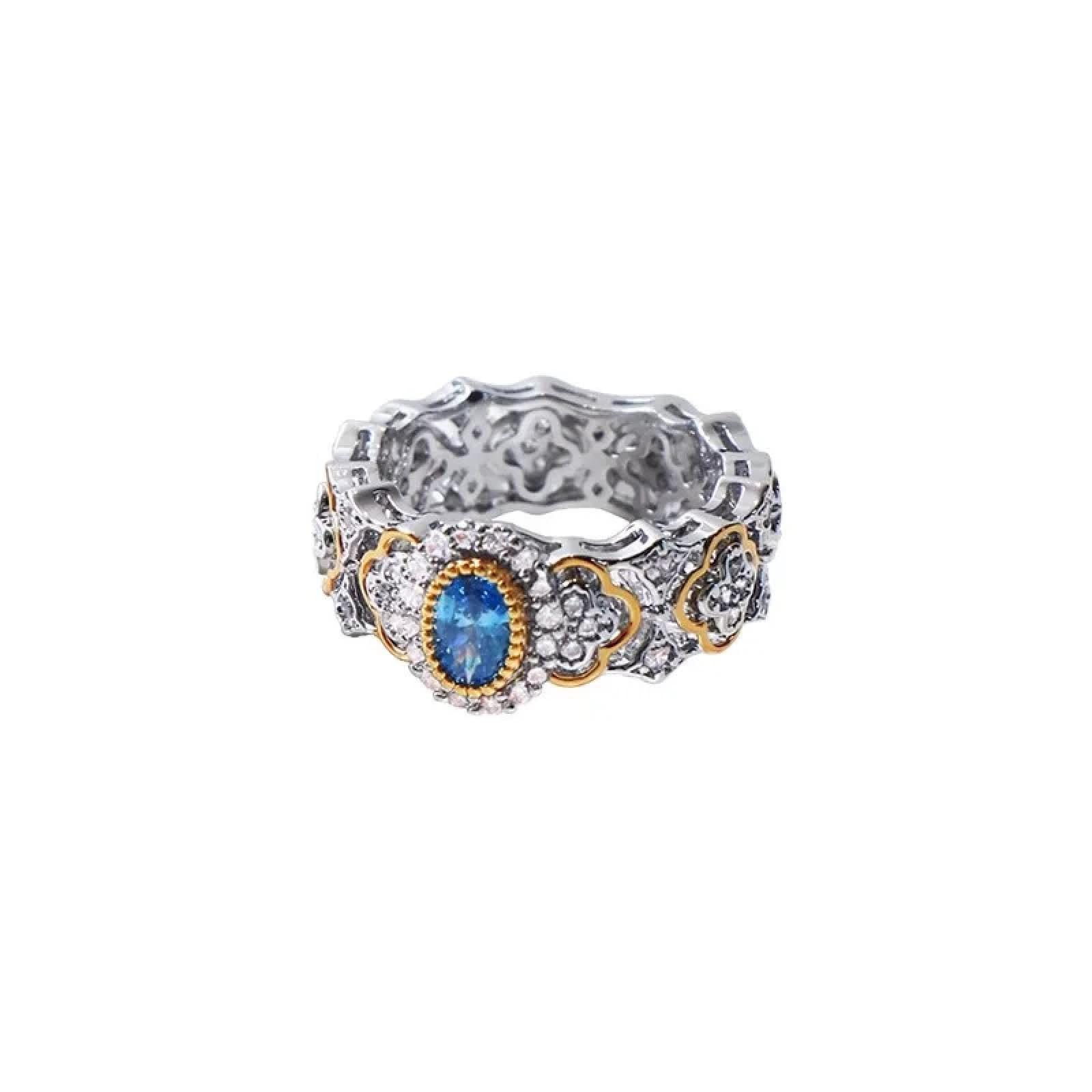 Ring Ringe Damen Bijouterie Herren Französischer Vintage Saphir Zirkon Ring Für Damenmode Nischenparty High-End Exquisiter Glänzender Zeigefingerring