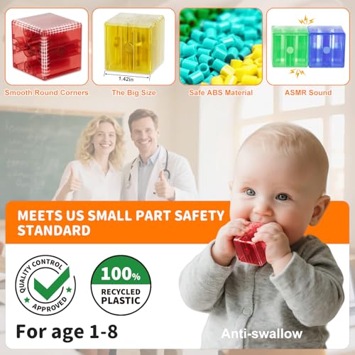 Image of 40 PCS Magnetic Blocks for Toddlers Age 1-3, 1.34 inch Transparent Large Magnetic Cubes for Kids , Magnet Blocks Montessori Sensory Toys for Boys Girls Birthday Gift, Big Building Cube Preschool STEM Toy