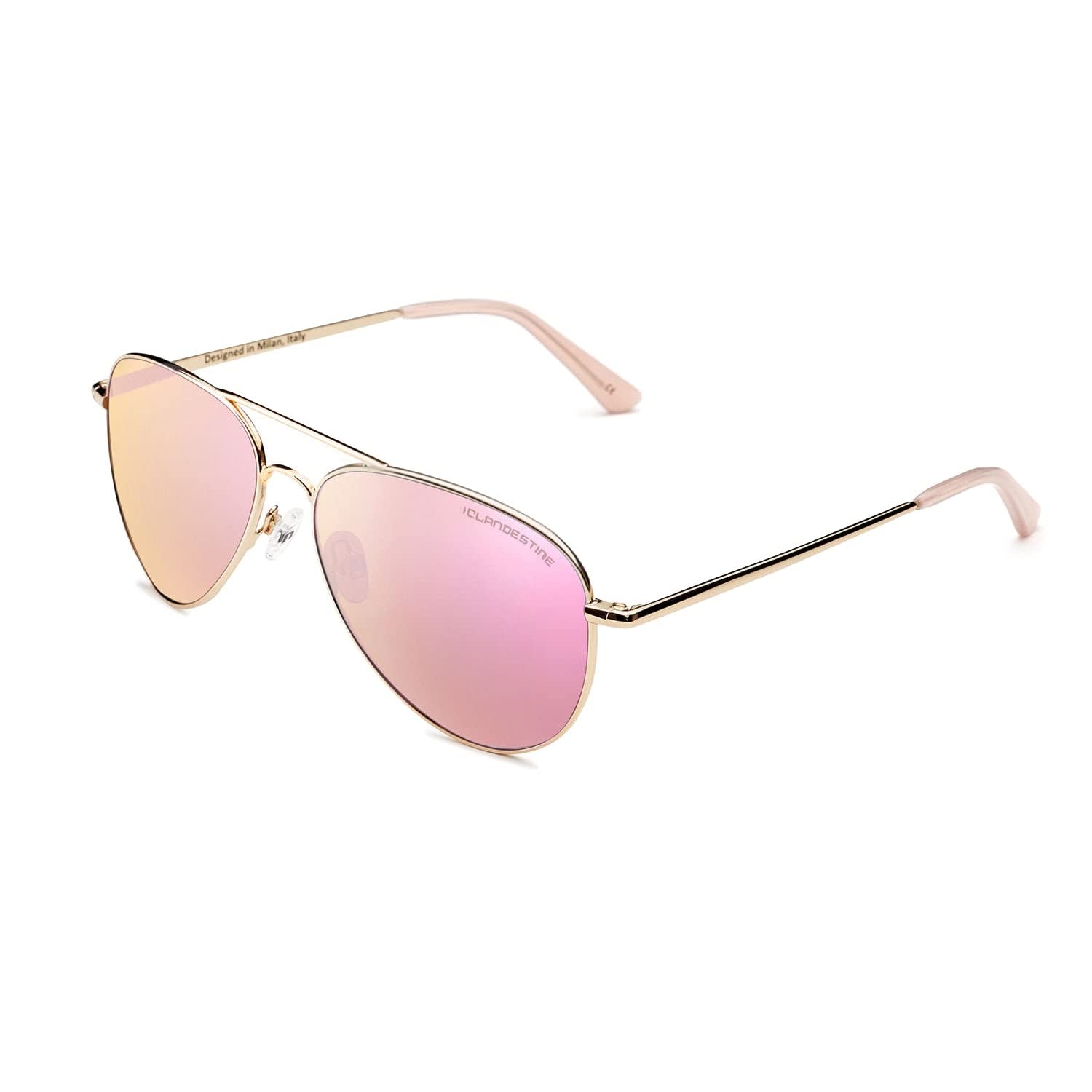 CLANDESTINE - Sunglasses A10 Gold Rose - Nylon Mirrored Lenses and Stainless Steel Frame - Sunglasses for Men and Women - With Smart Vision Technology - More Sharpness and Less Glare