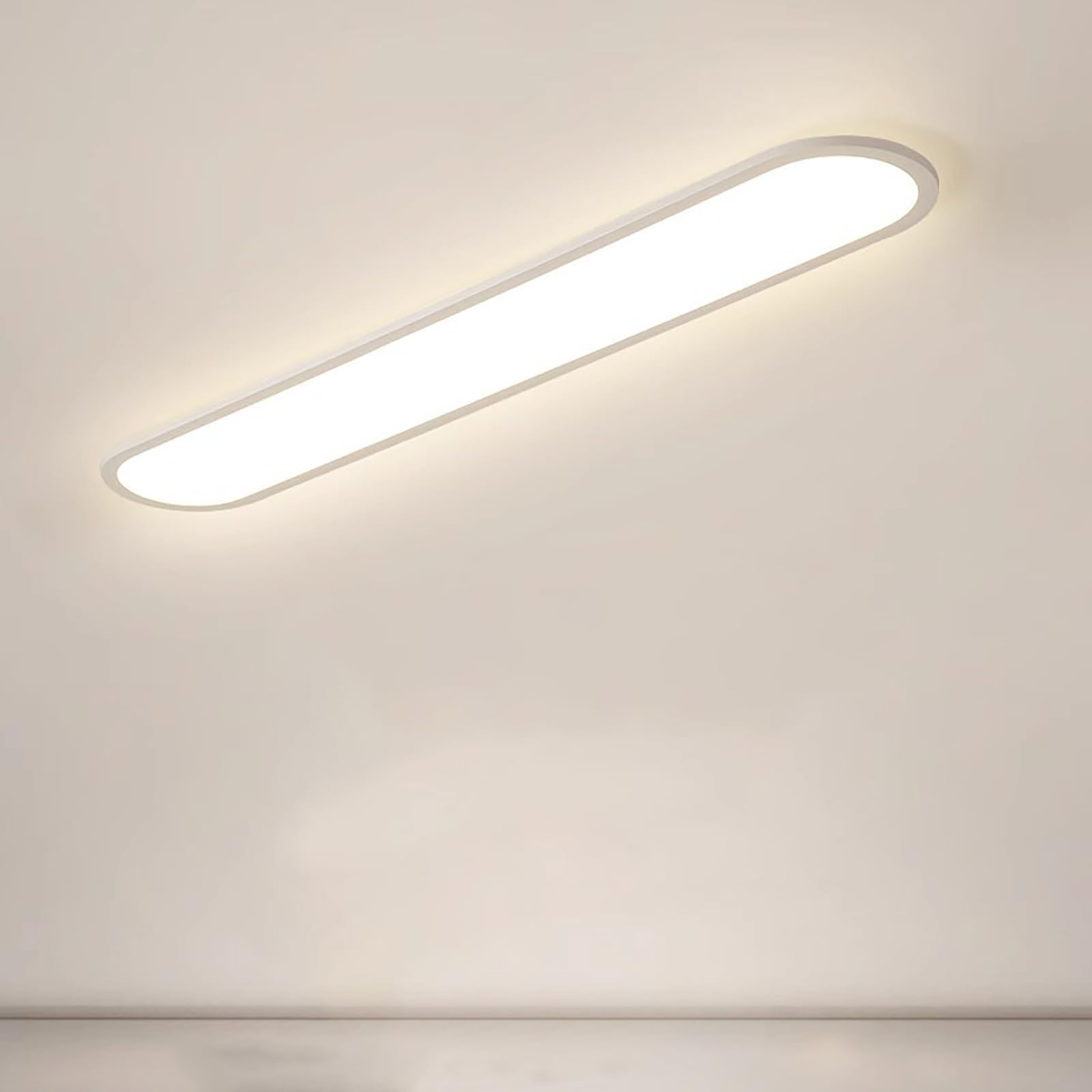 Rectángulo LED 120cm 64W Luz de Techo Sala de Estar 10%-100% Lámparas de Techo Regulable con Mando a Distancia 2700K-6500K Iluminación de Techo Baño Espectro Completo para Pasillo (Blanco,120CM 64W)