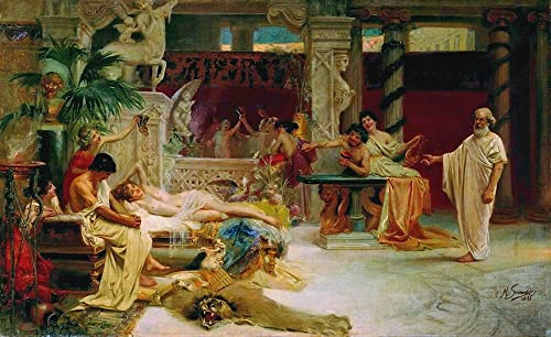 Impresión de lienzo Sócrates encuentra a su alumno Alcibíades, cuadro decorativo de 60x90cm